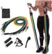 Picture of Resistance Exercise Bands 11 pcs with Door Anchor  Handles  Waterproof Carry Bag  Legs Ankle Straps Home Gym Resistance Bands Set for Workout Exercise Stretching
